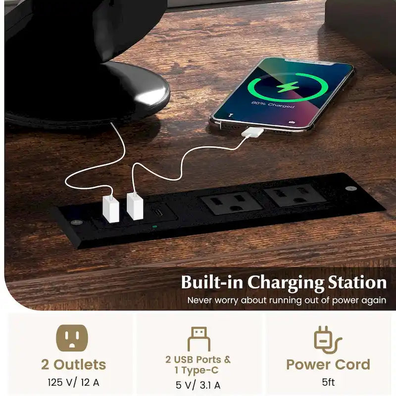 Costway Mobile File Cabinet with Charging Station & Cable - Learn More 9