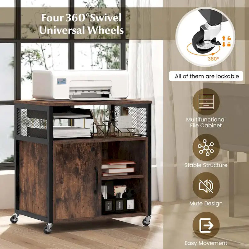 Costway Mobile File Cabinet with Charging Station & Cable - Learn More 10