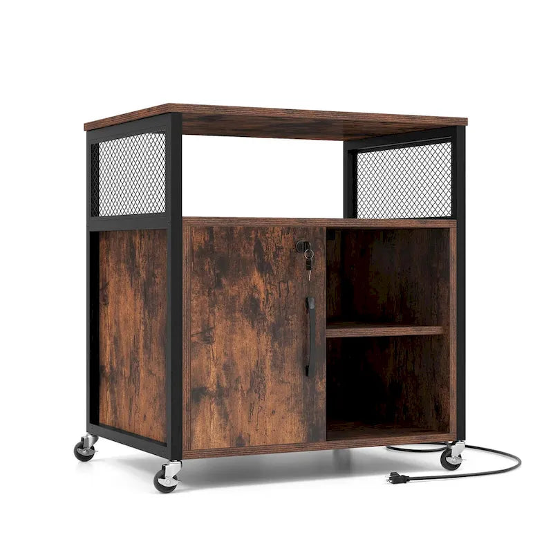 Costway Mobile File Cabinet with Charging Station & Cable - Learn More 11