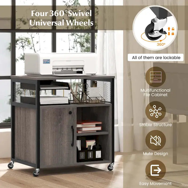 Costway Mobile File Cabinet with Charging Station & Cable - Learn More 17