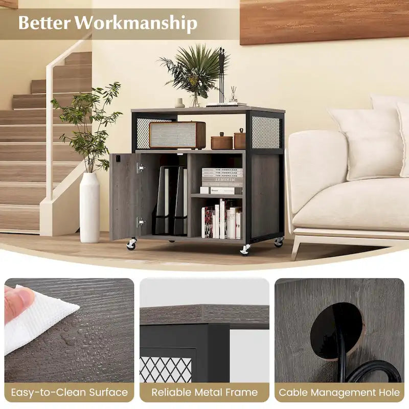 Costway Mobile File Cabinet with Charging Station & Cable - Learn More 19