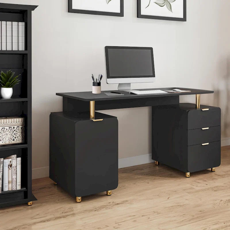 Contemporary Executive Floating Desk with 3 Drawers and Stylish Work Surface 1
