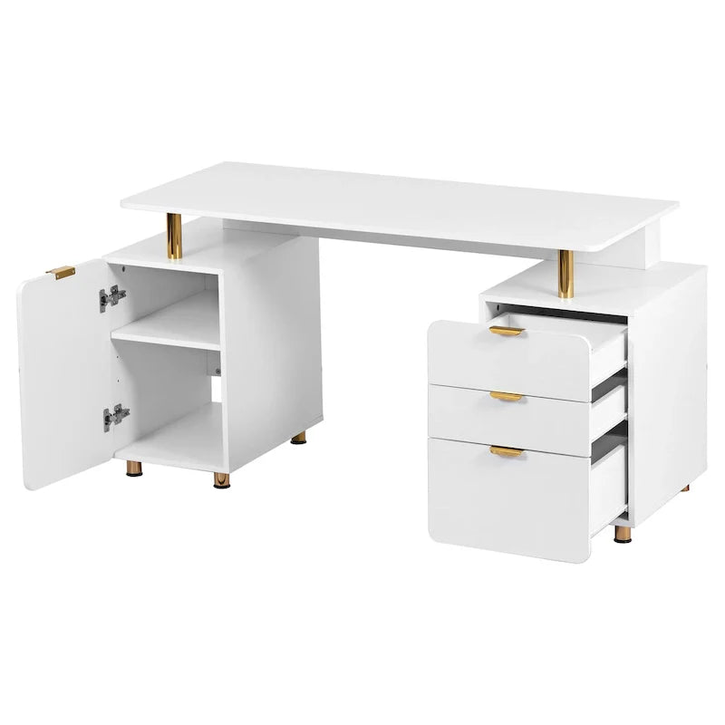 Contemporary Executive Floating Desk with 3 Drawers and Stylish Work Surface 4