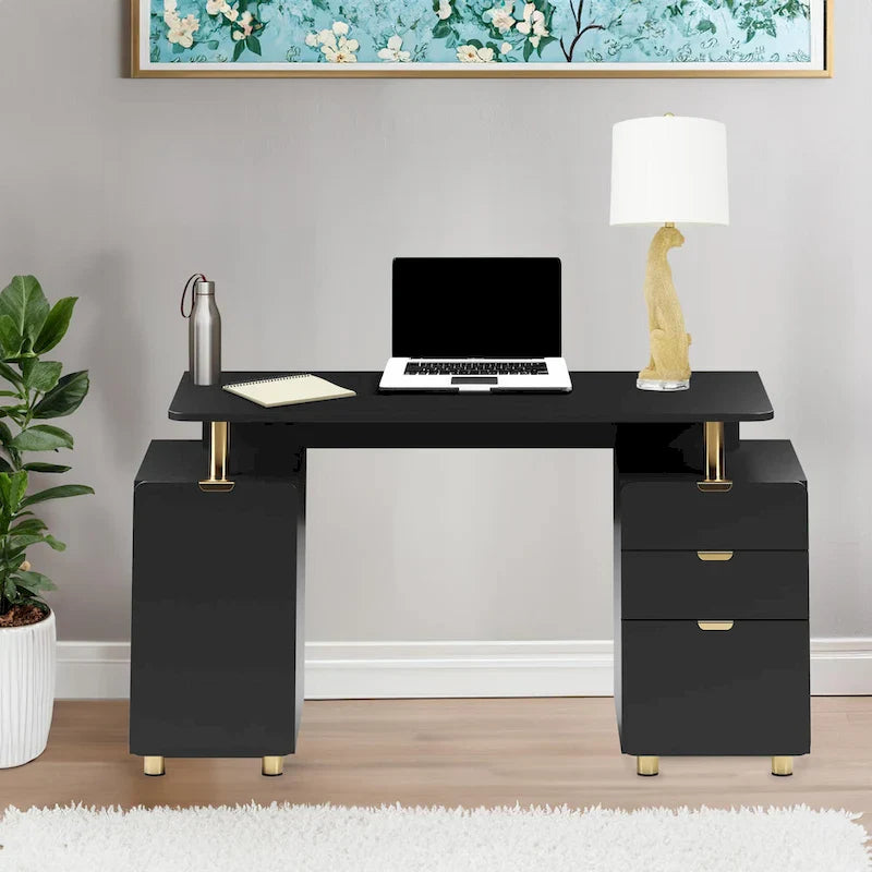 Contemporary Executive Floating Desk with 3 Drawers and Stylish Work Surface 5