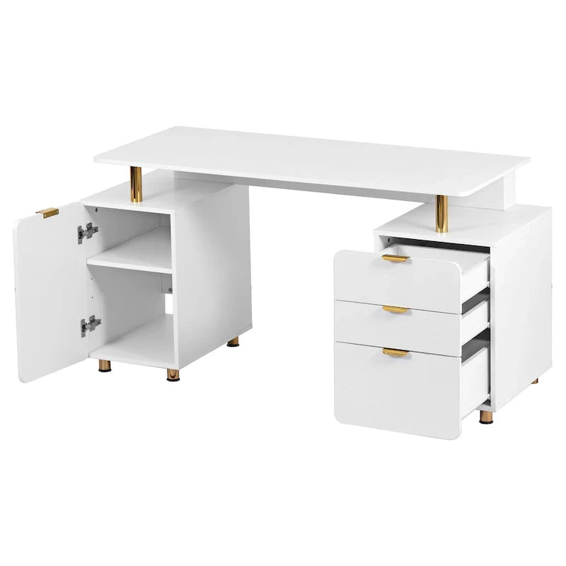 Contemporary Executive Floating Desk with 3 Drawers and Stylish Work Surface 11
