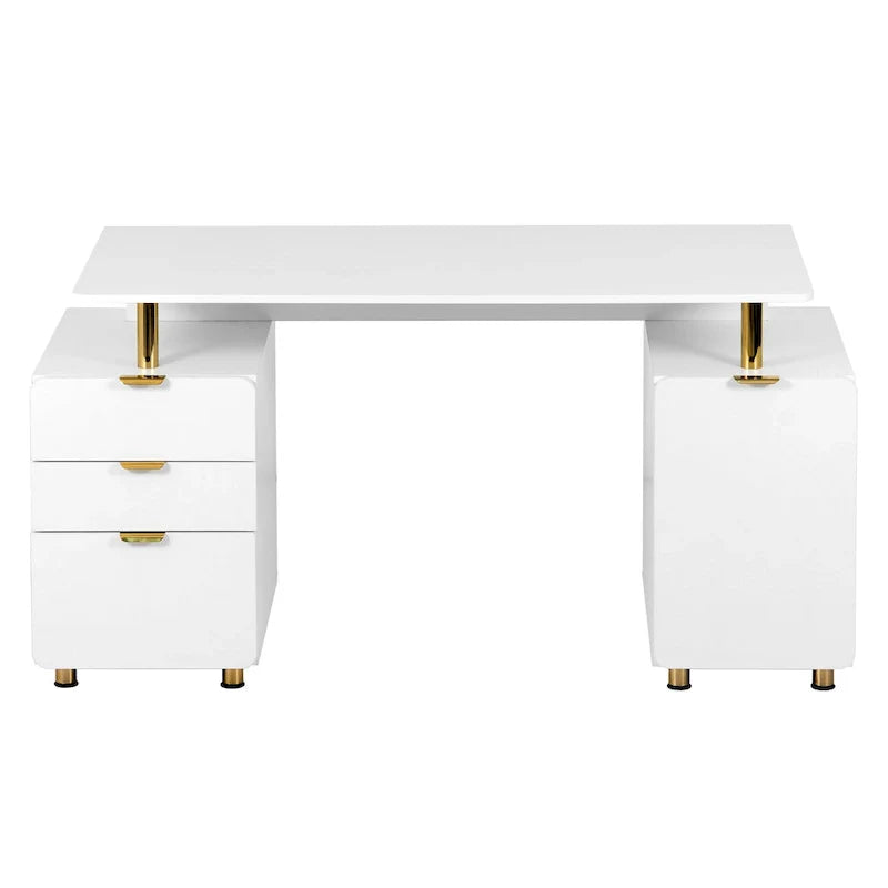 Contemporary Executive Floating Desk with 3 Drawers and Stylish Work Surface 16