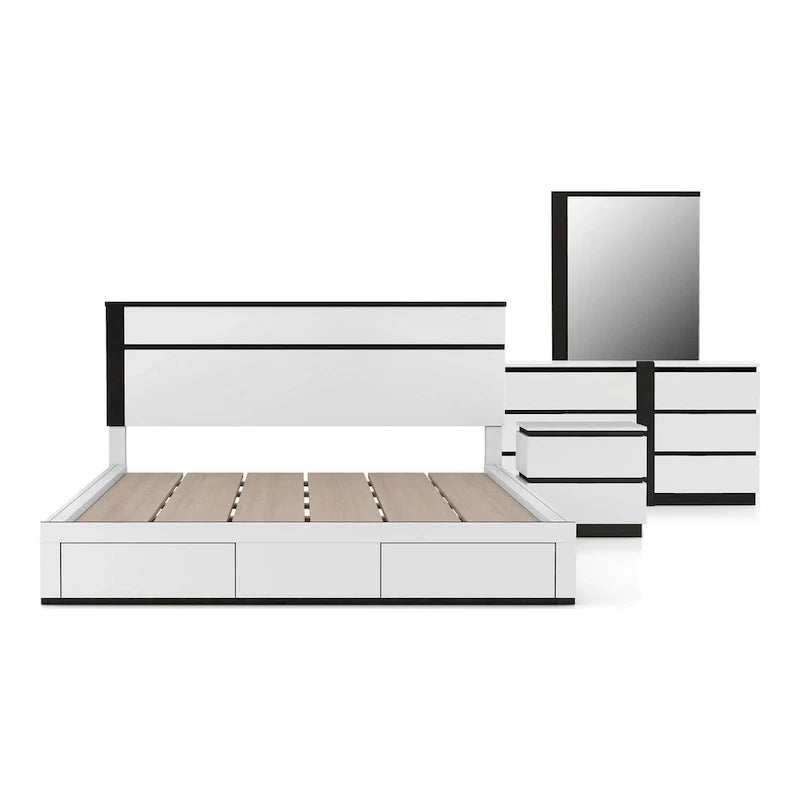 Conjira Modern 4-Piece White Wood Bedroom Storage Set by Furniture of America 7
