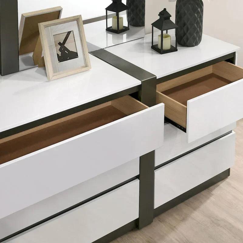 Conjira Modern 4-Piece White Wood Bedroom Storage Set by Furniture of America 11