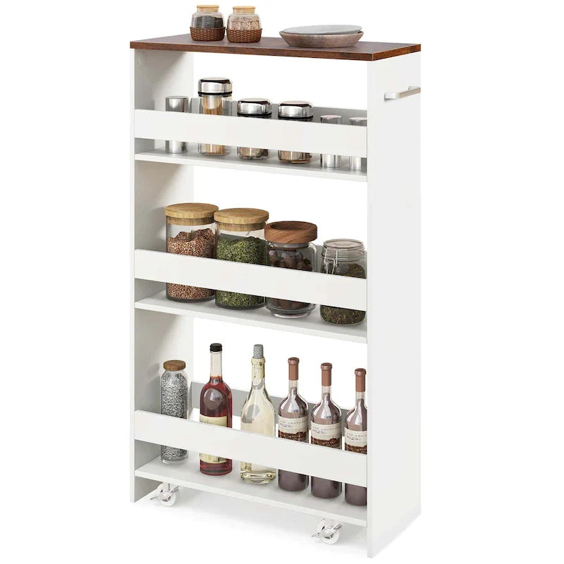 Costway 4-Tier Slim Rolling Kitchen Cart with Wheels - 8 Storage Compartments 30