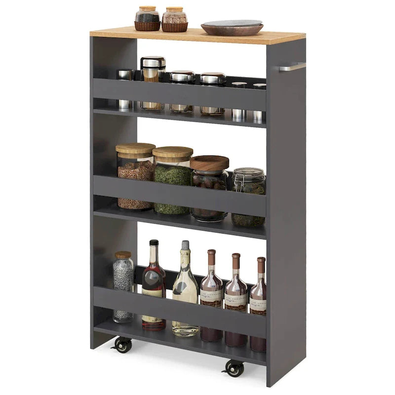 Costway 4-Tier Slim Rolling Kitchen Cart with Wheels - 8 Storage Compartments 31