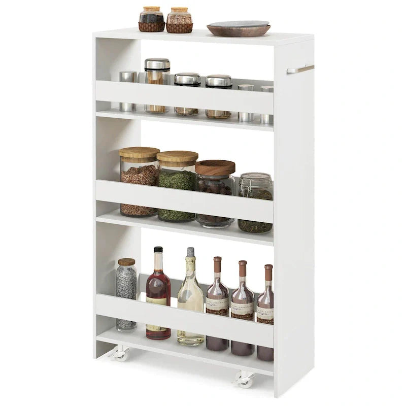 Costway 4-Tier Slim Rolling Kitchen Cart with Wheels - 8 Storage Compartments 32
