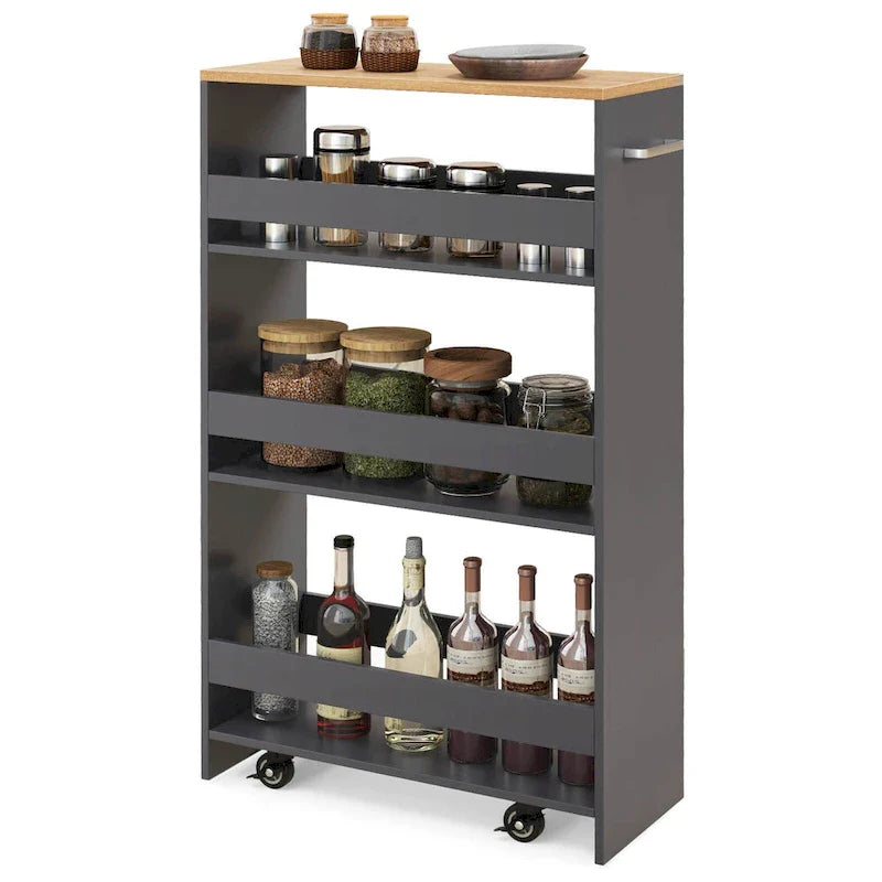 Costway 4-Tier Slim Rolling Kitchen Cart with Wheels - 8 Storage Compartments 1