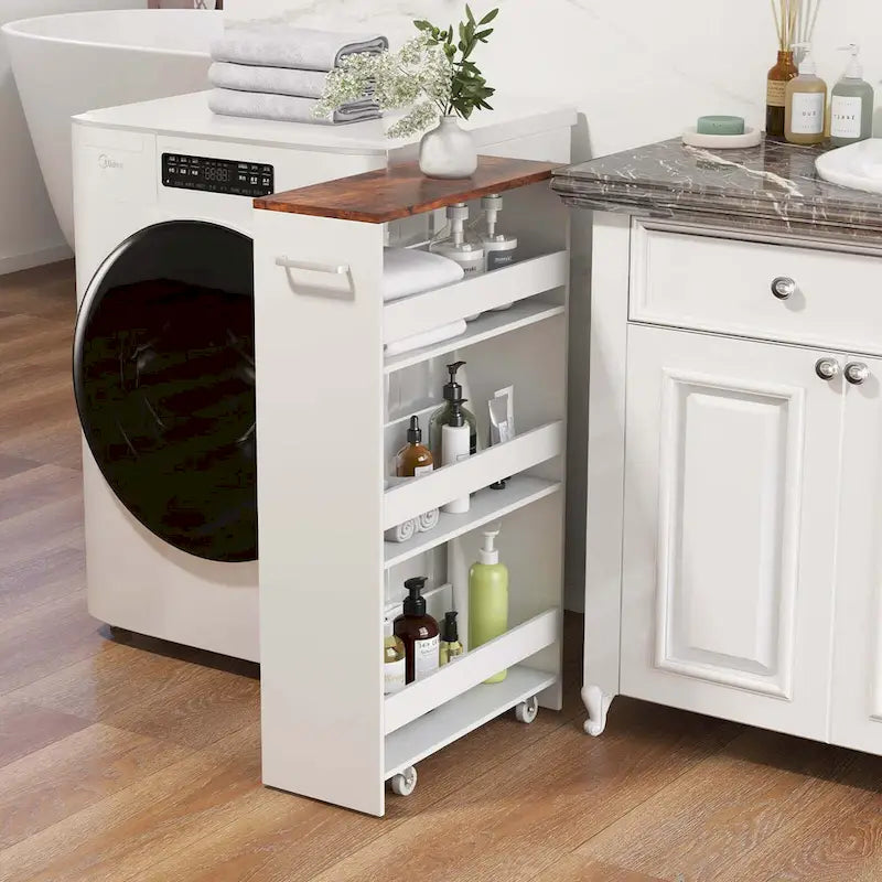 Costway 4-Tier Slim Rolling Kitchen Cart with Wheels - 8 Storage Compartments 4