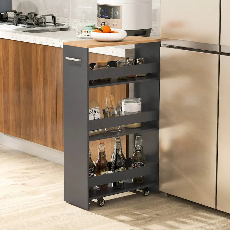 Costway 4-Tier Slim Rolling Kitchen Cart with Wheels - 8 Storage Compartments 5
