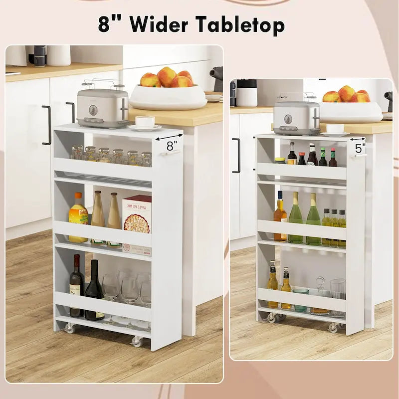 Costway 4-Tier Slim Rolling Kitchen Cart with Wheels - 8 Storage Compartments 7