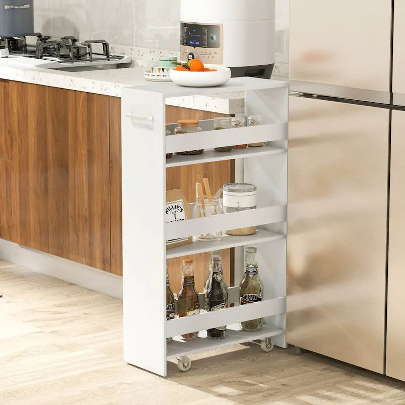 Costway 4-Tier Slim Rolling Kitchen Cart with Wheels - 8 Storage Compartments 10