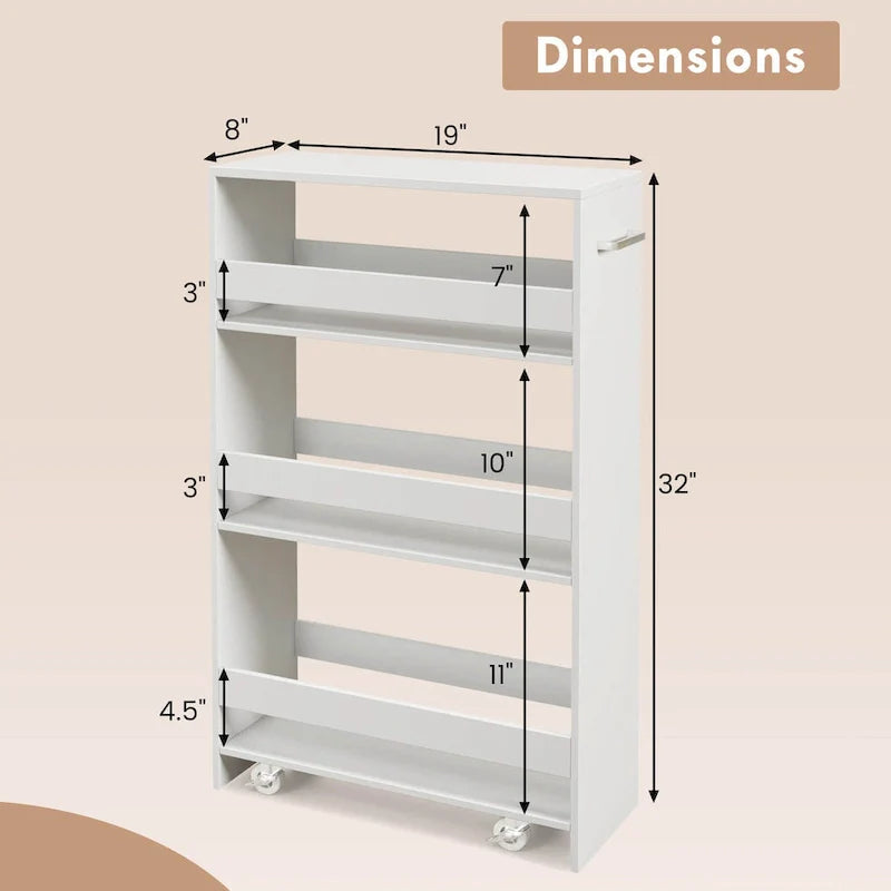 Costway 4-Tier Slim Rolling Kitchen Cart with Wheels - 8 Storage Compartments 11