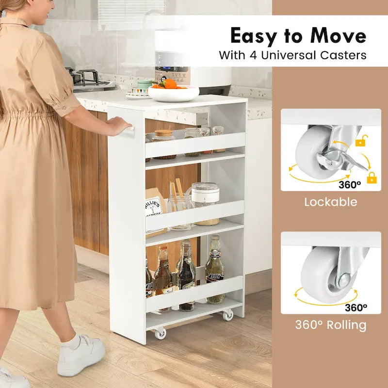Costway 4-Tier Slim Rolling Kitchen Cart with Wheels - 8 Storage Compartments 14