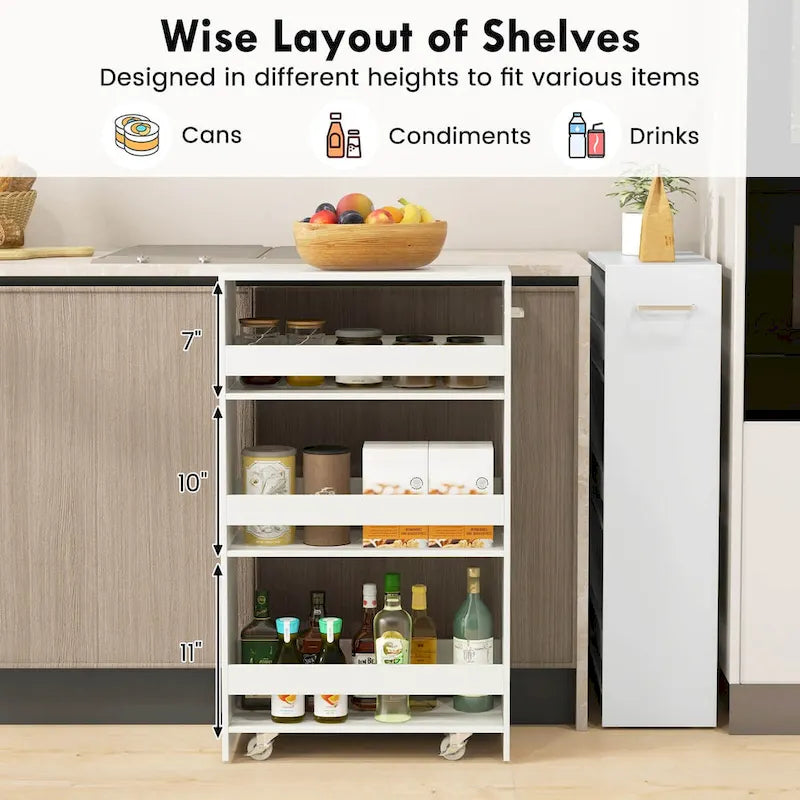 Costway 4-Tier Slim Rolling Kitchen Cart with Wheels - 8 Storage Compartments 15
