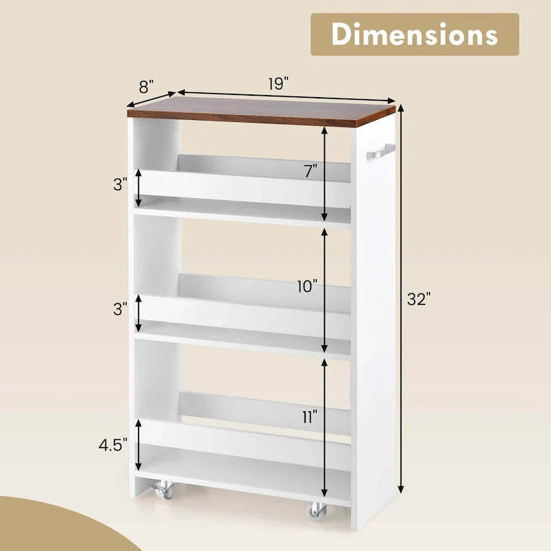 Costway 4-Tier Slim Rolling Kitchen Cart with Wheels - 8 Storage Compartments 17