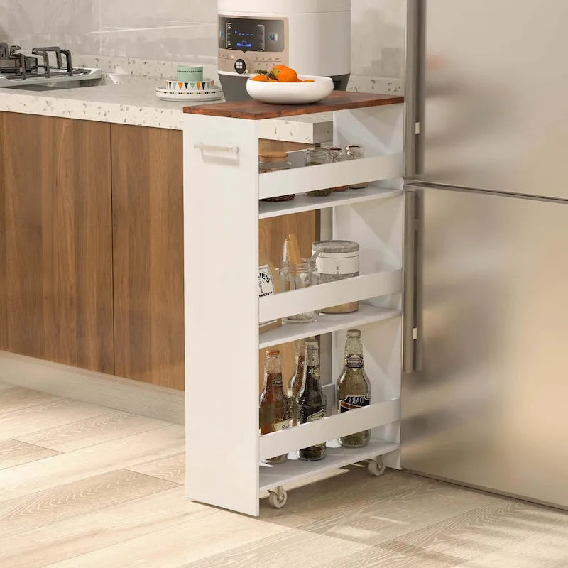 Costway 4-Tier Slim Rolling Kitchen Cart with Wheels - 8 Storage Compartments 21