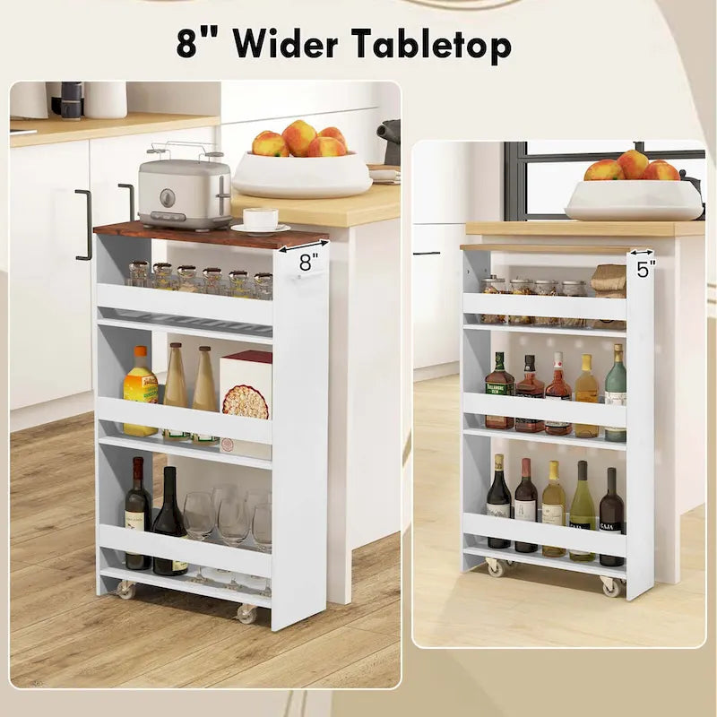 Costway 4-Tier Slim Rolling Kitchen Cart with Wheels - 8 Storage Compartments 22