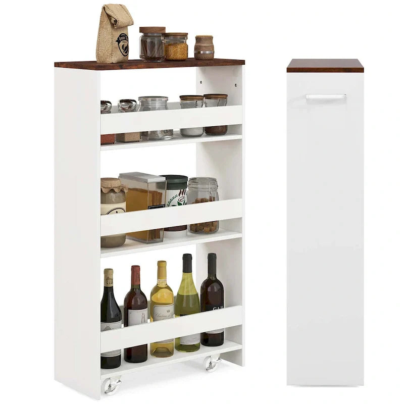 Costway 4-Tier Slim Rolling Kitchen Cart with Wheels - 8 Storage Compartments 23