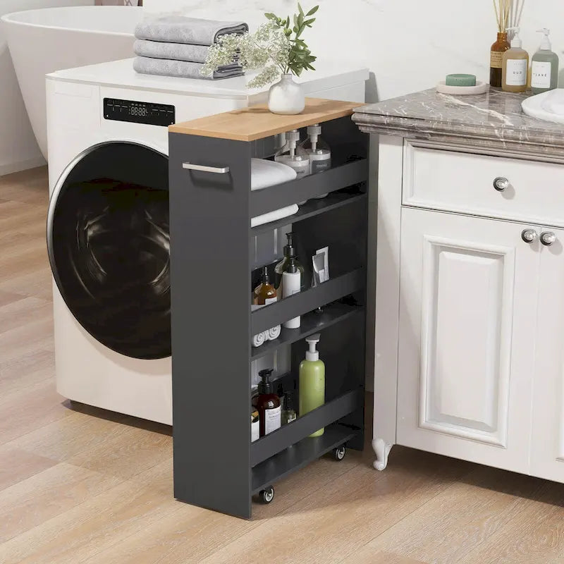 Costway 4-Tier Slim Rolling Kitchen Cart with Wheels - 8 Storage Compartments 25