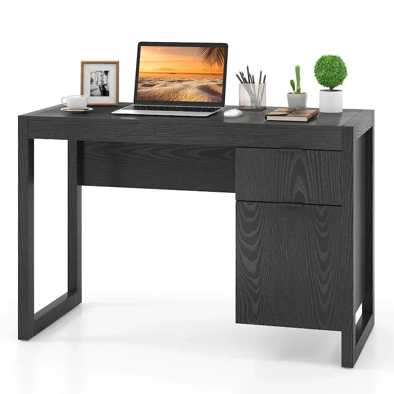 Costway Computer Desk with Storage Cabinet and Pull-Out Drawer - Sturdy Design 21