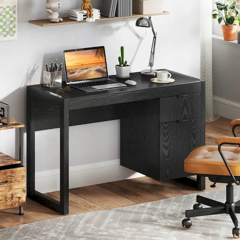 Costway Computer Desk with Storage Cabinet and Pull-Out Drawer - Sturdy Design 3