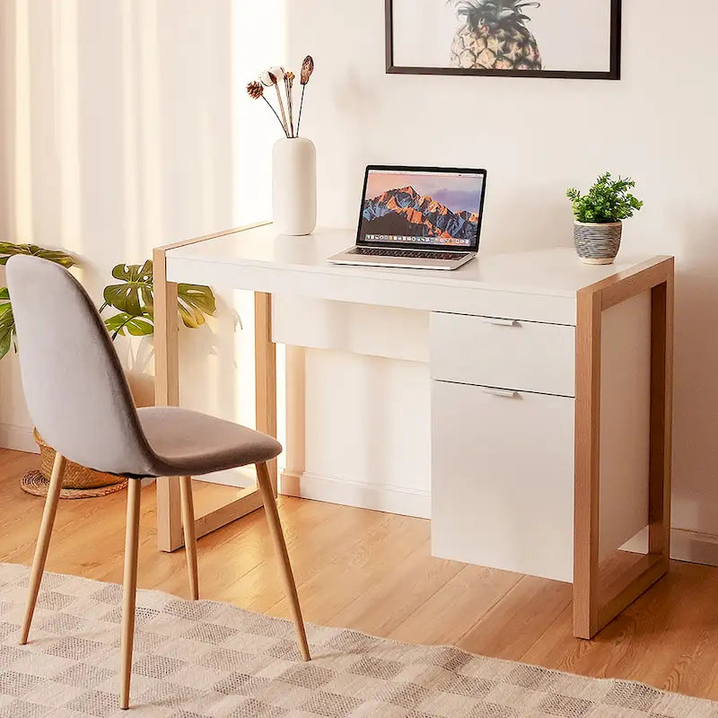 Costway Computer Desk with Storage Cabinet and Pull-Out Drawer - Sturdy Design 4