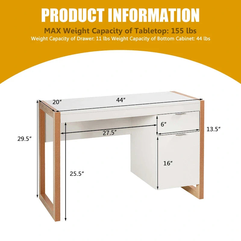 Modern Computer Desk with Drawer and Storage Cabinet 5