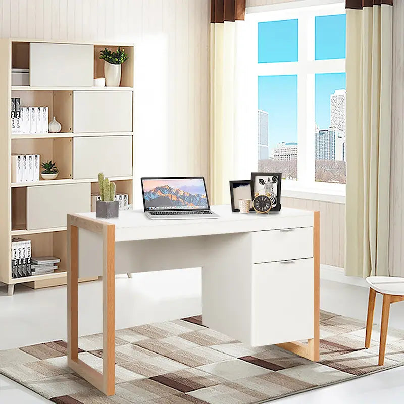 Modern Computer Desk with Drawer and Storage Cabinet 6