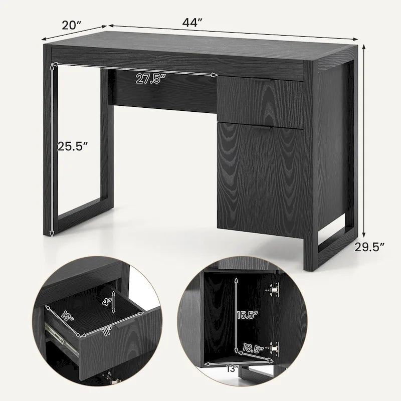 Modern Computer Desk with Drawer and Storage Cabinet 14