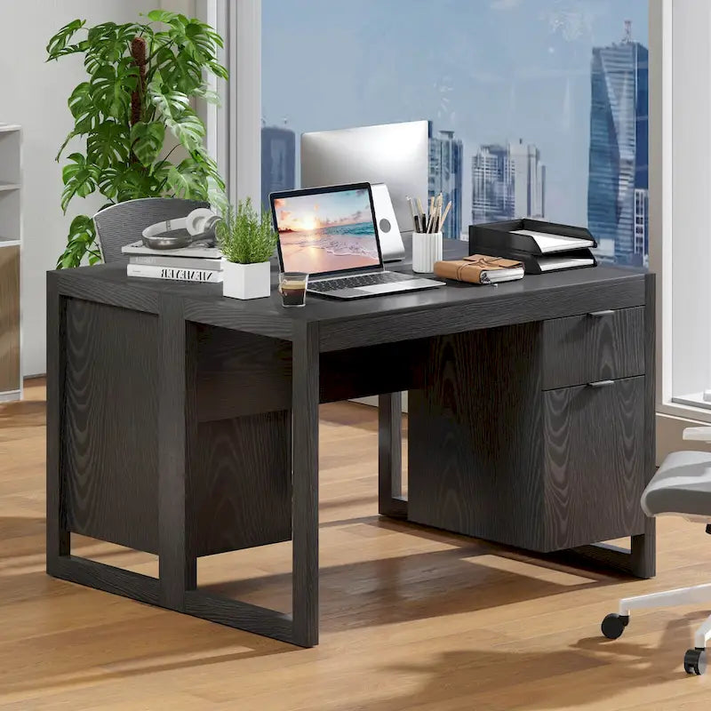 Modern Computer Desk with Drawer and Storage Cabinet 16