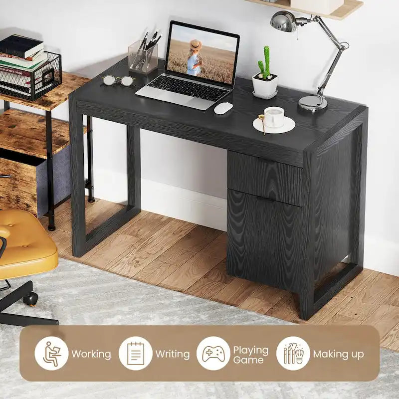 Costway Computer Desk with Storage Cabinet and Pull-Out Drawer - Sturdy Design 18