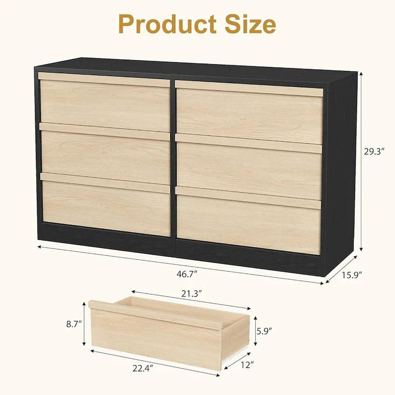 Modern 6-Drawer Bedroom Dresser - Stylish Storage Organizer Chest 2