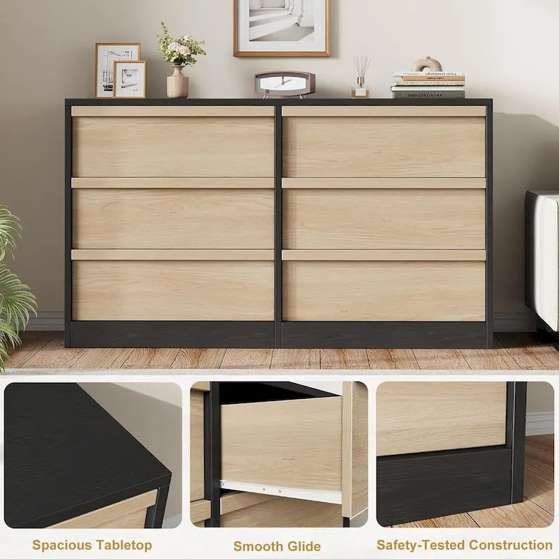 Modern 6-Drawer Bedroom Dresser - Stylish Storage Organizer Chest 6