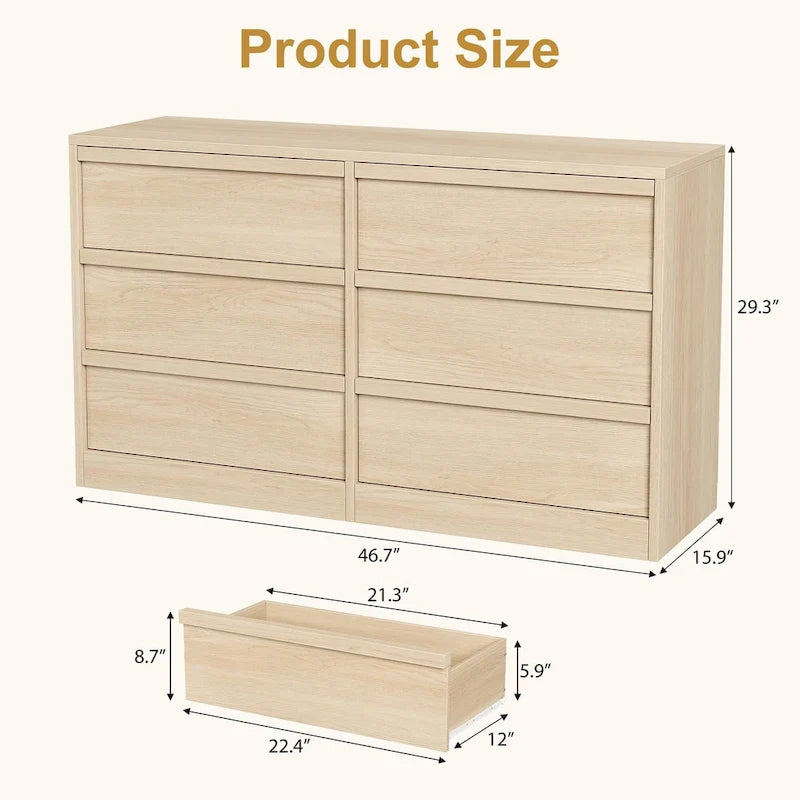 Modern 6-Drawer Bedroom Dresser - Stylish Storage Organizer Chest 9