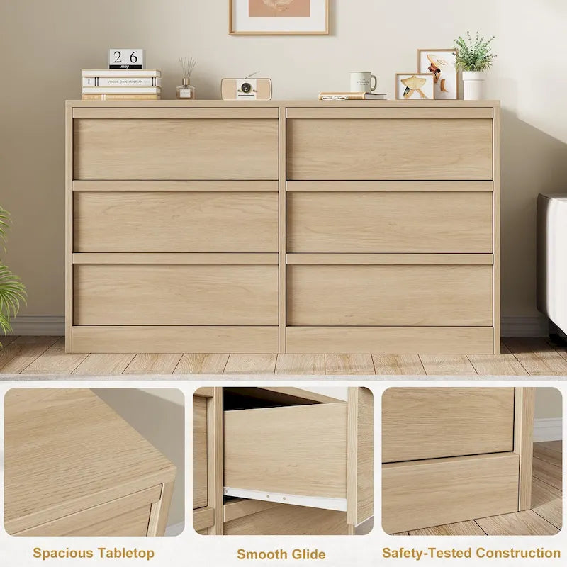 Modern 6-Drawer Bedroom Dresser - Stylish Storage Organizer Chest 13