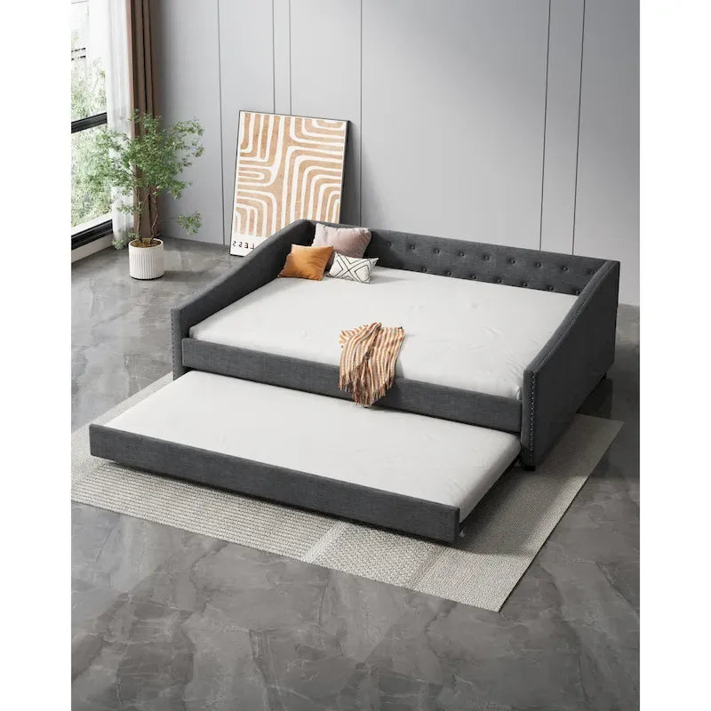 Christopher Knight Home Bennett Tufted Daybed Sofa with Storage Drawers and Stylish Curved Arms 1