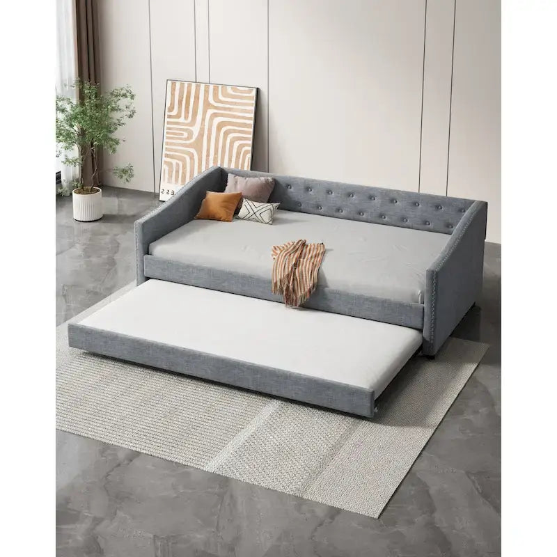 Christopher Knight Home Bennett Tufted Daybed Sofa with Storage Drawers and Stylish Curved Arms 2