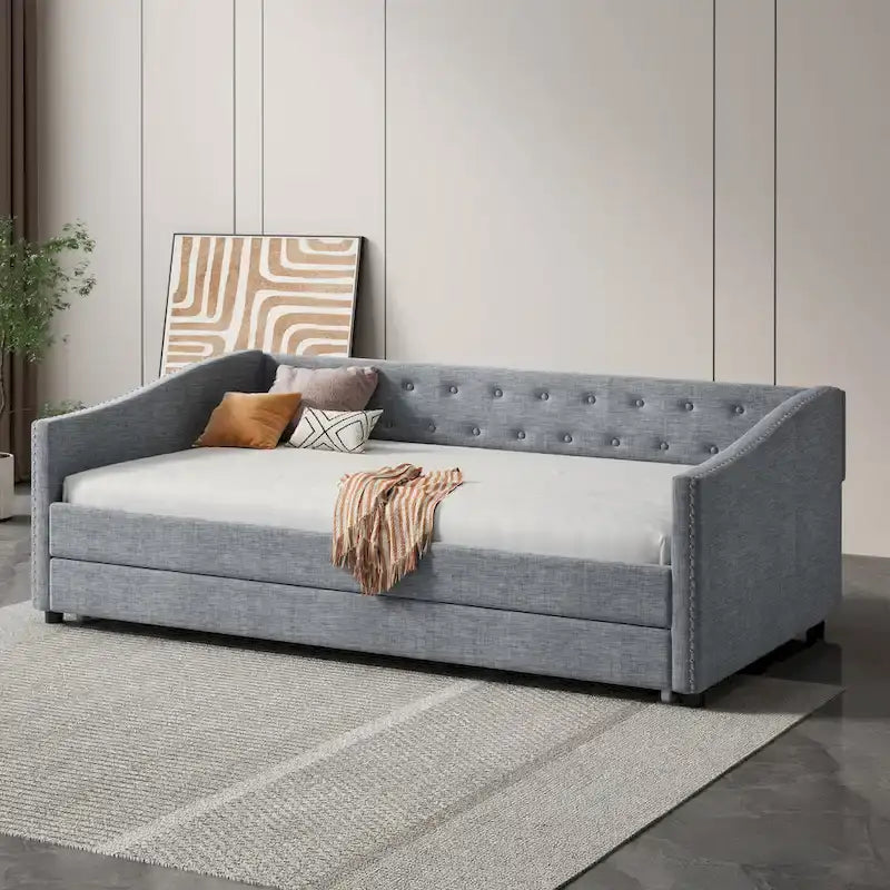 Christopher Knight Home Bennett Tufted Daybed Sofa with Storage Drawers and Stylish Curved Arms 3