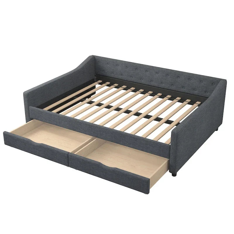 Christopher Knight Home Bennett Tufted Daybed Sofa with Storage Drawers and Stylish Curved Arms 17