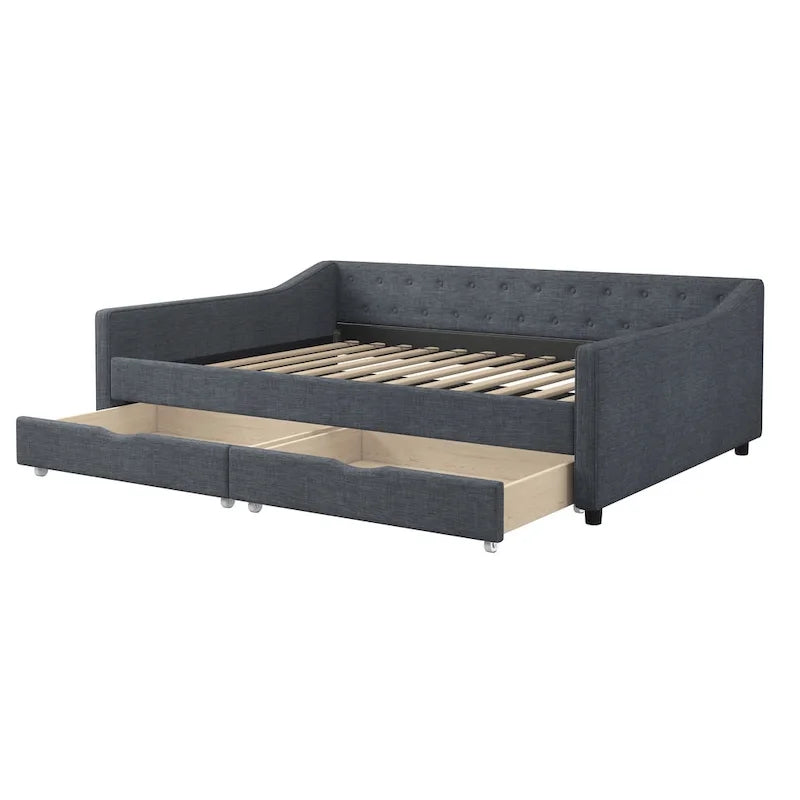 Christopher Knight Home Bennett Tufted Daybed Sofa with Storage Drawers and Stylish Curved Arms 18