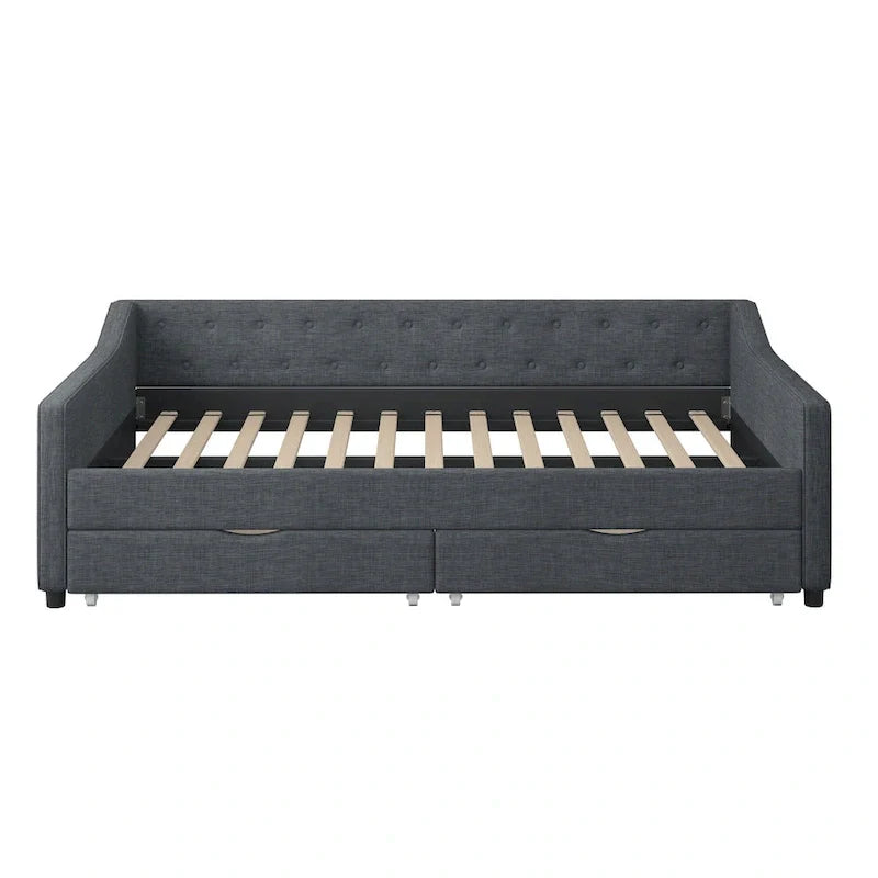 Christopher Knight Home Bennett Tufted Daybed Sofa with Storage Drawers and Stylish Curved Arms 20