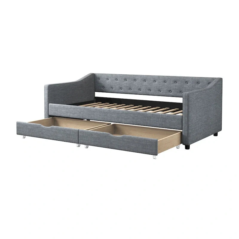 Christopher Knight Home Bennett Tufted Daybed Sofa with Storage Drawers and Stylish Curved Arms 25