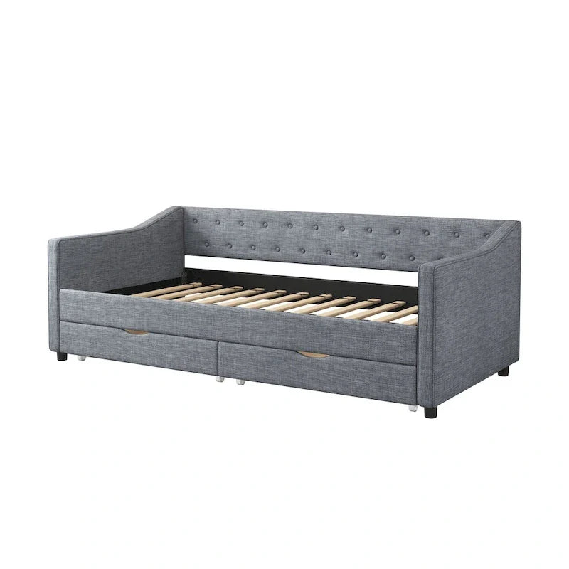 Christopher Knight Home Bennett Tufted Daybed Sofa with Storage Drawers and Stylish Curved Arms 26
