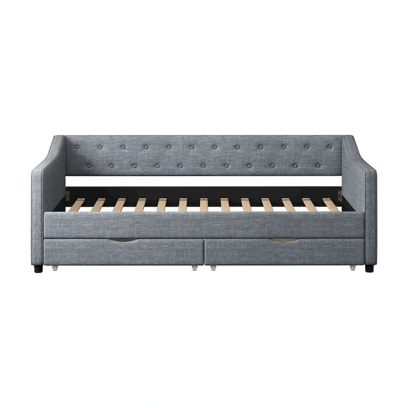 Christopher Knight Home Bennett Tufted Daybed Sofa with Storage Drawers and Stylish Curved Arms 27