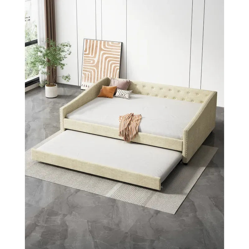 Christopher Knight Home Bennett Tufted Daybed Sofa with Storage Drawers and Stylish Curved Arms 30